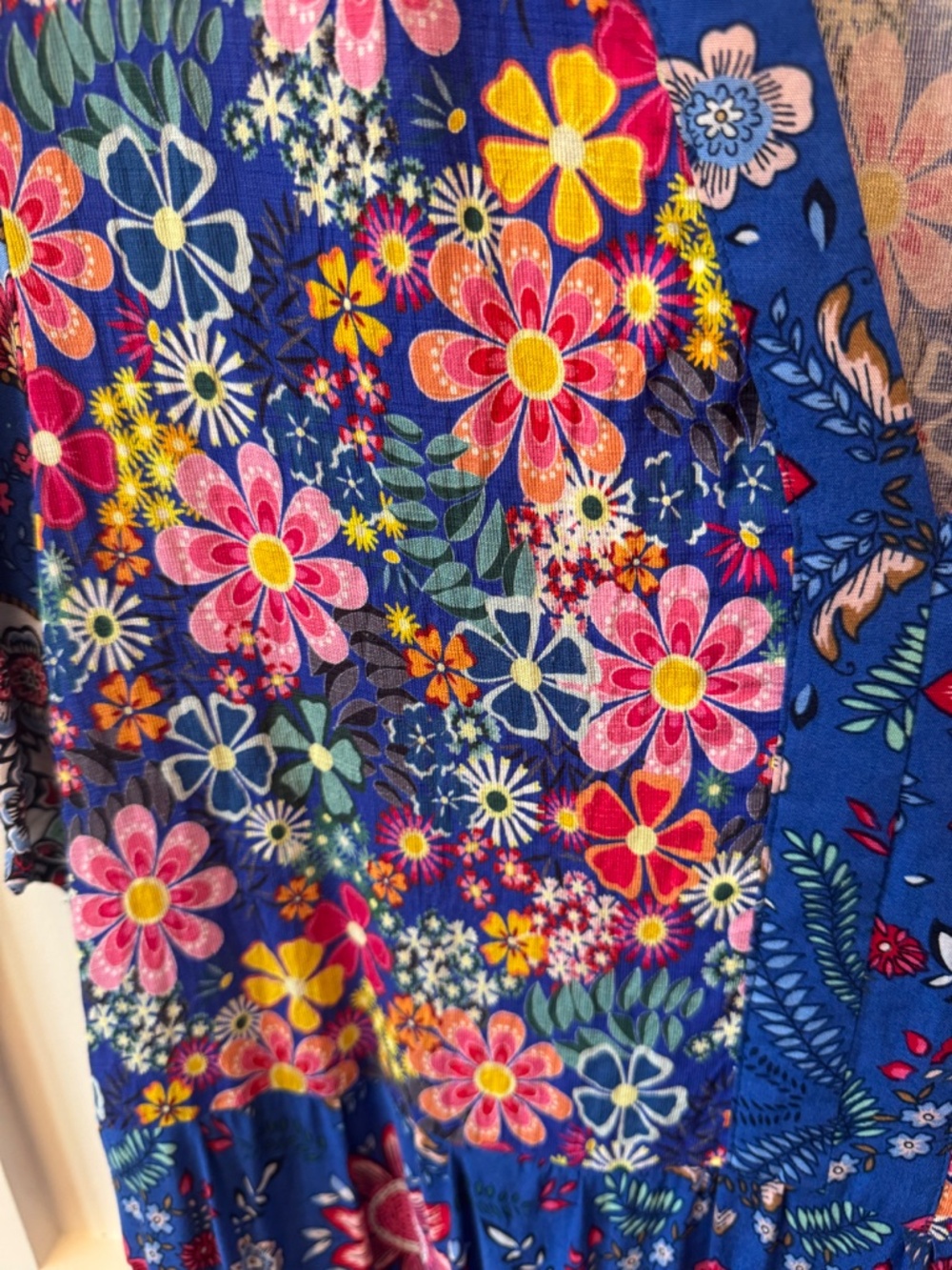 GiGiO Blue Multicolor Floral Tiered Boho Midi Dress - Picture 2 of 4